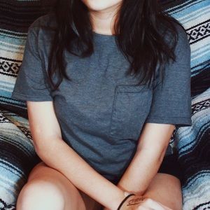 fruit of the loom grey pocket tee